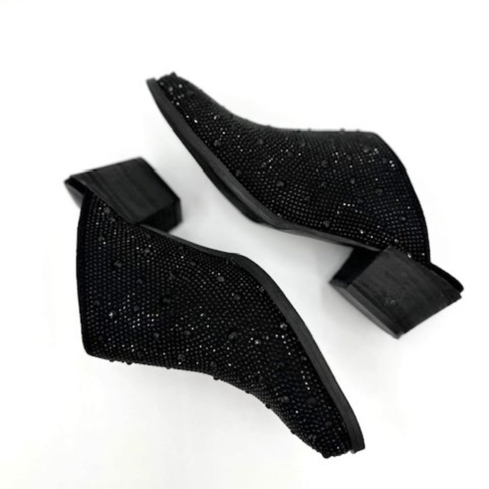 Very G Zeena Black Rhinestone Mules 8.5